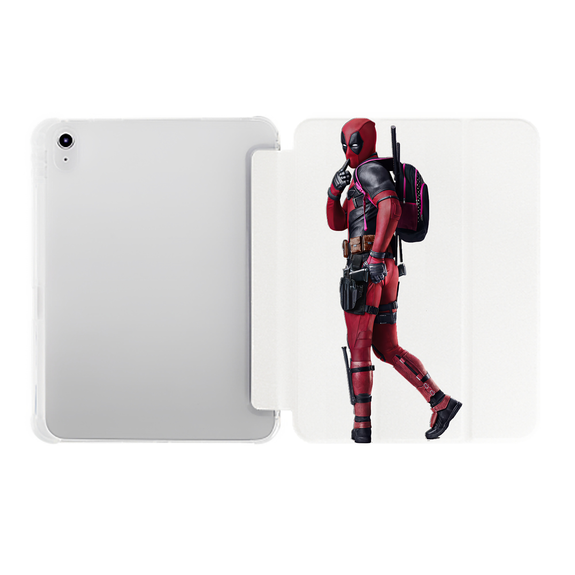 （画像用） Deadpool デッドプール IPad ケース ペン収納付き 三つ折りスタンド PUレザー×シリコン 対応機種9.5/10.5/10.9インチ